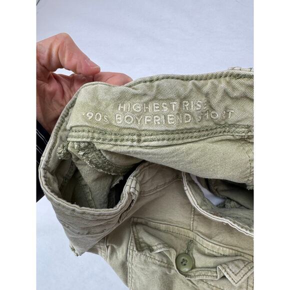American Eagle Highest Rise 90s Boyfriend Shorts Olive Green Grunge Size 0 - Picture 4 of 8